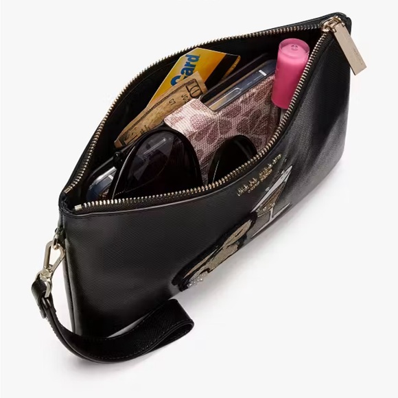 Kate Spade Boozy Bunny Black Saffiano Leather Wristlet NWT - Picture 3 of 8
